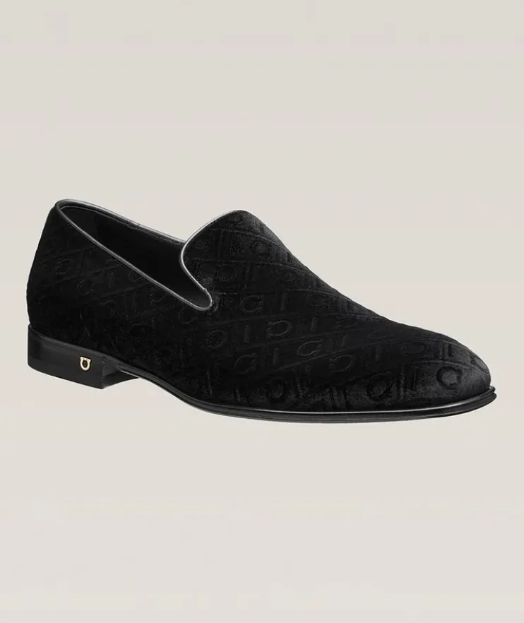 Velvet Gancio Monogram Loafers