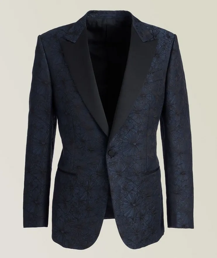 Venezia Floral Linen-Silk Tuxedo Jacket