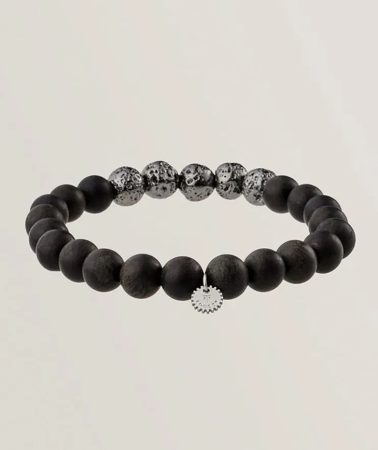 Vesuvius Wood & Lava Bead Bracelet