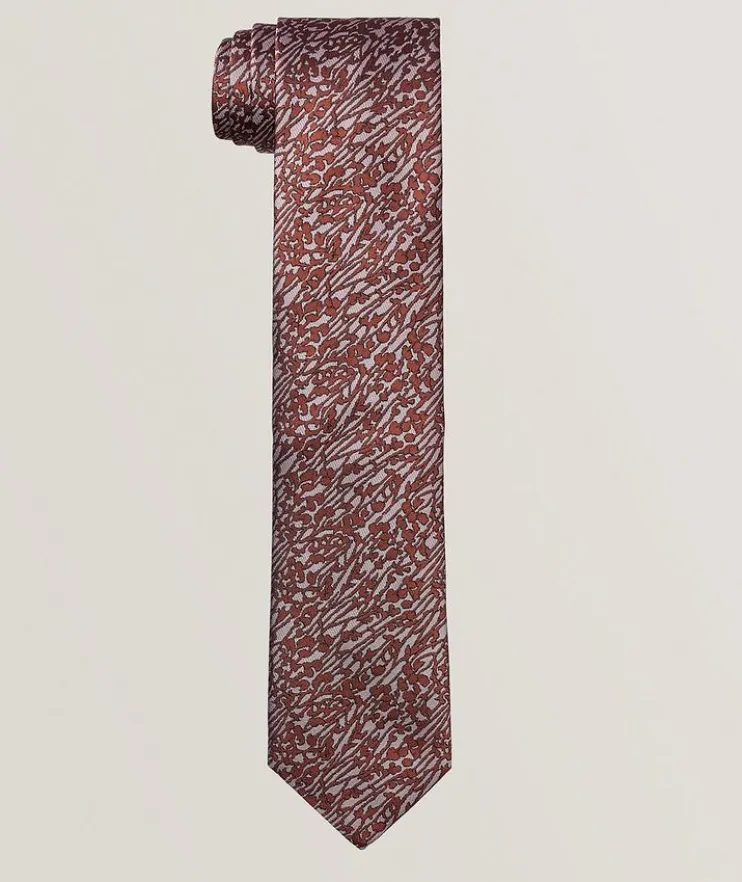 Vines-Print Silk Tie