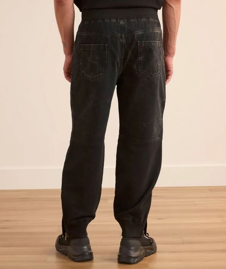 Vintage Effect Moto Denim Joggers