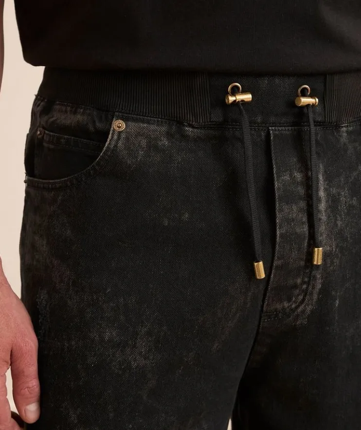 Vintage Effect Moto Denim Joggers