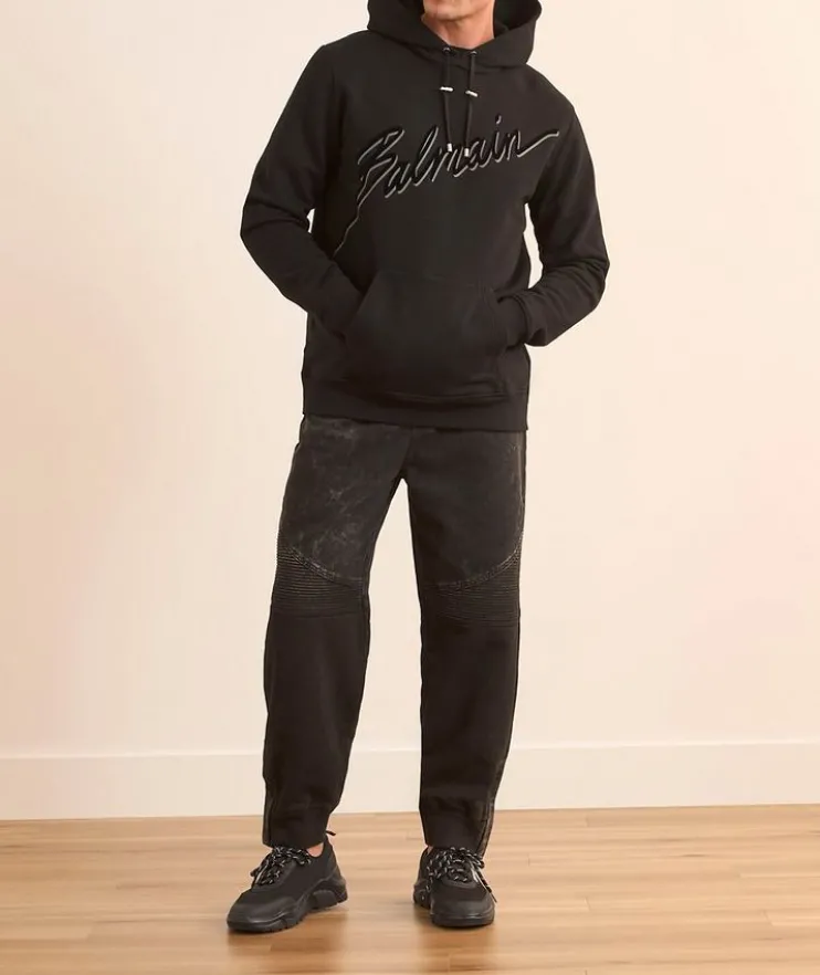 Vintage Effect Moto Denim Joggers