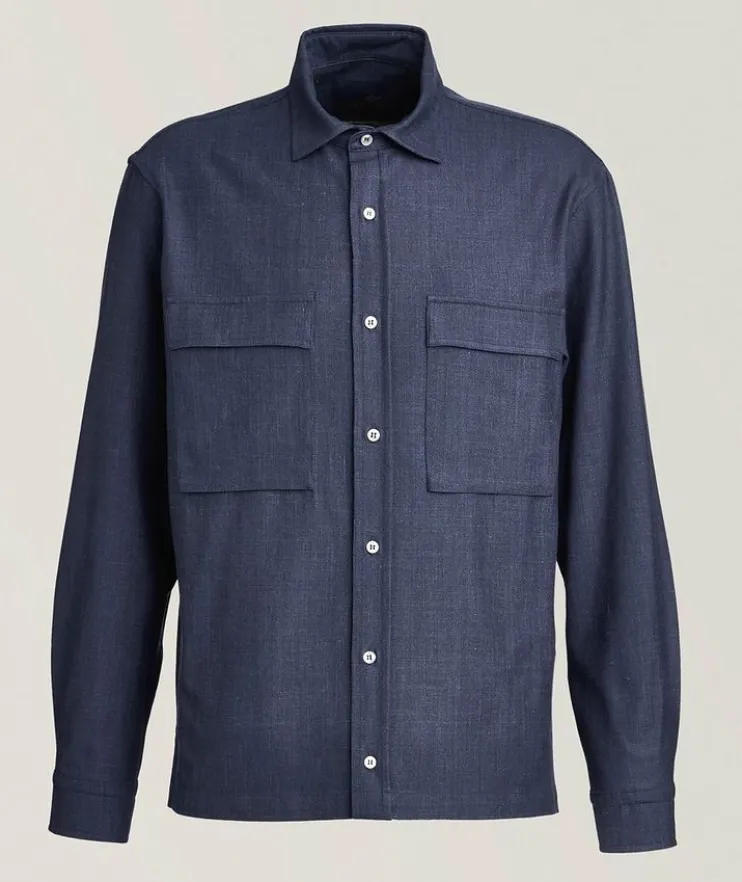 Virgin Wool & Silk-Blend Overshirt