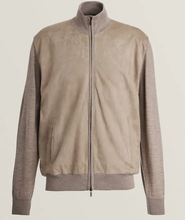 Virgin Wool & Suede Hybrid Sweater