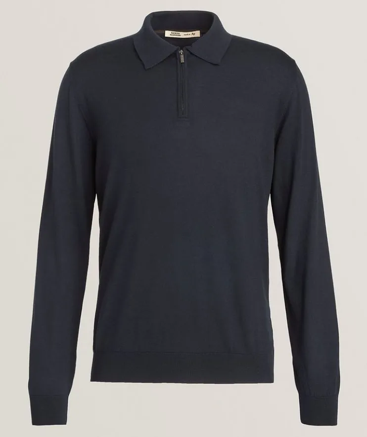 Virgin Wool Quarter-Zip Polo