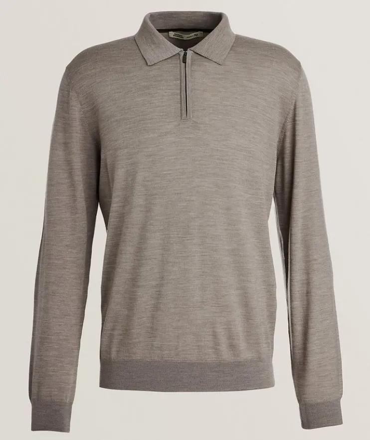 Virgin Wool Quarter-Zip Polo