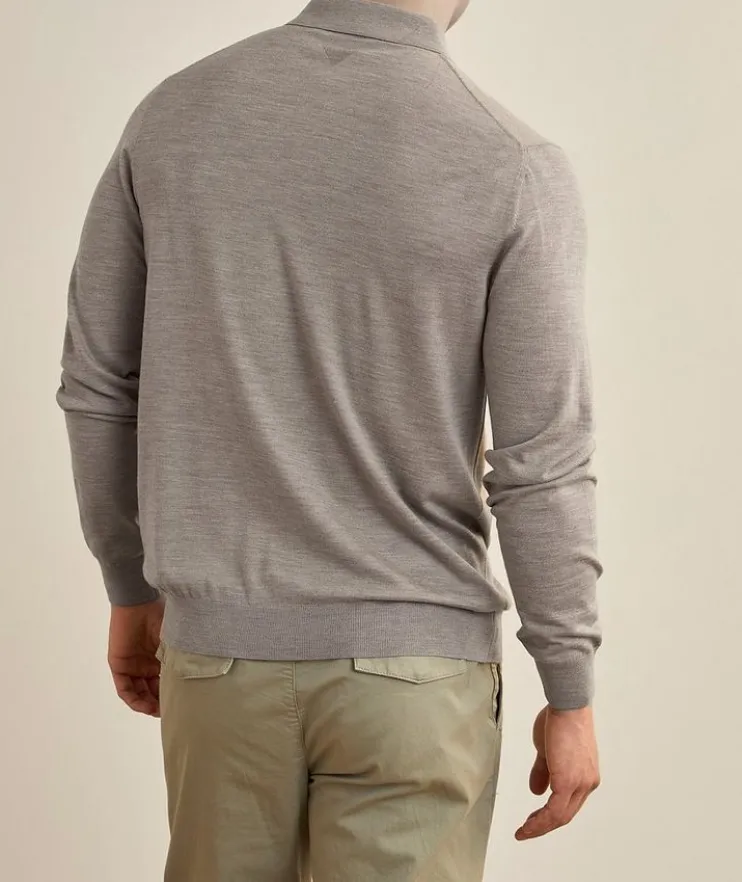 Virgin Wool Quarter-Zip Polo