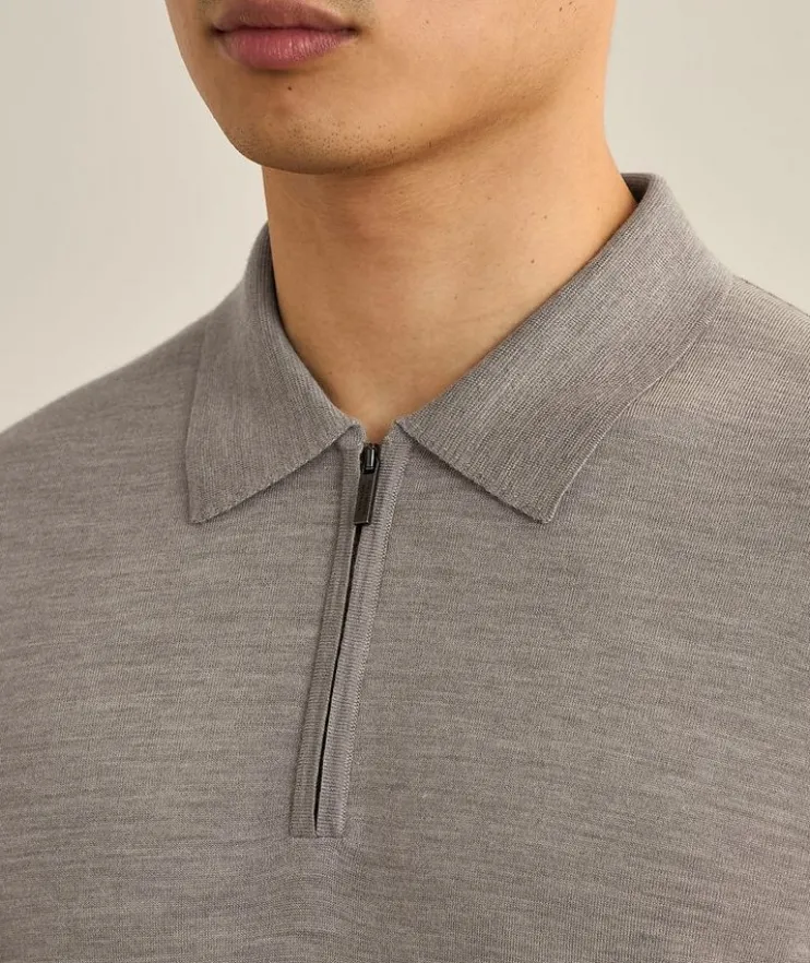 Virgin Wool Quarter-Zip Polo