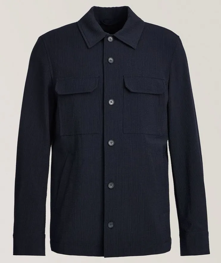 Virgin Wool-Blend Seersucker Shirt Jacket