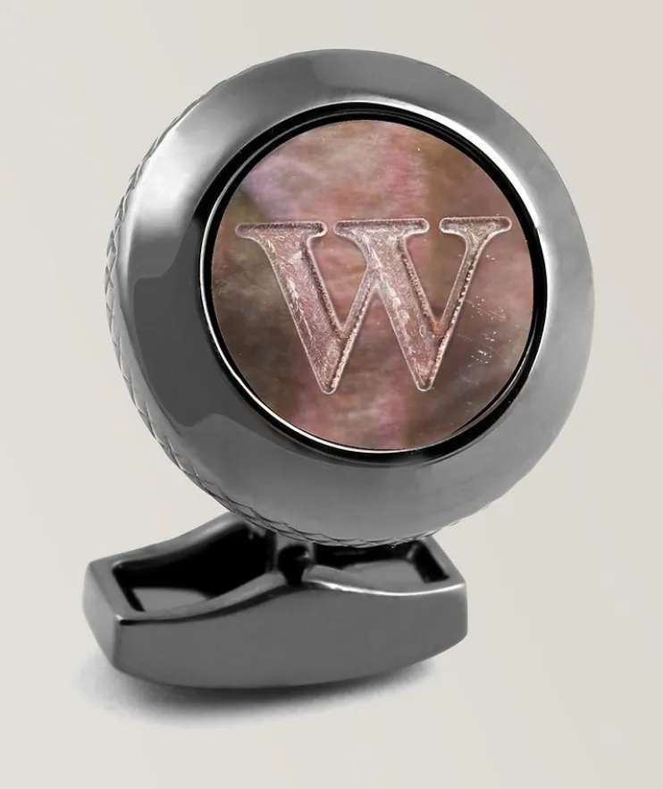 W' Engraved Personal Single Letter Cufflink