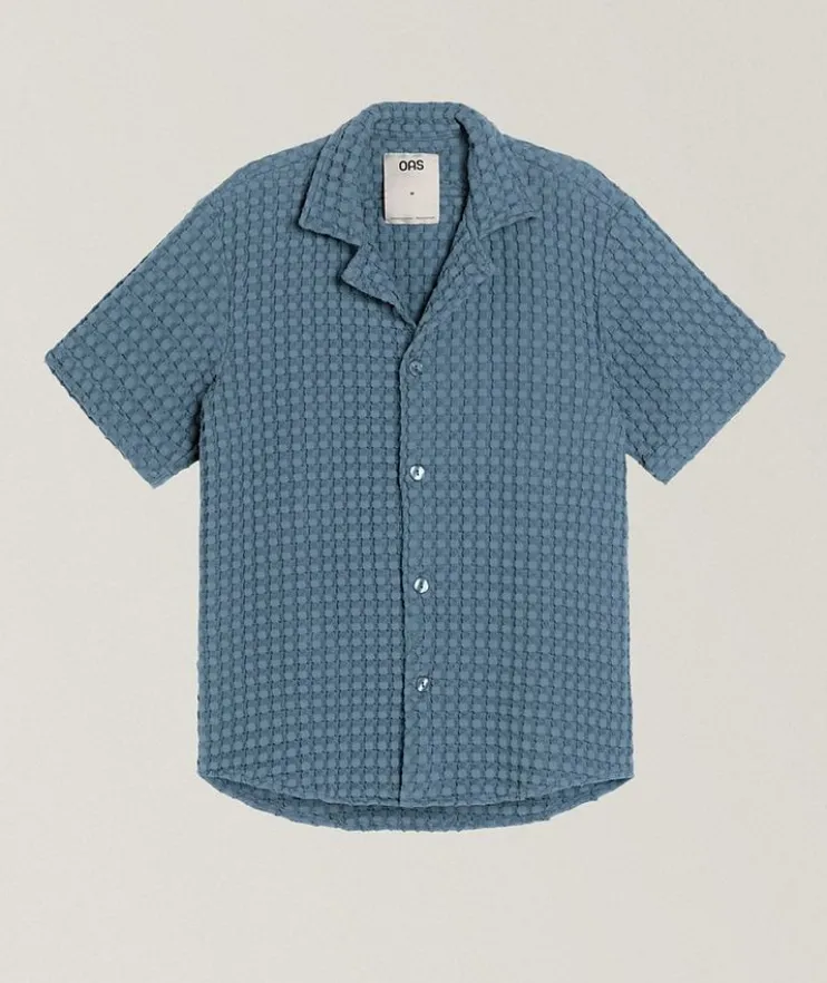 Waffle Terry Cotton Camp Shirt