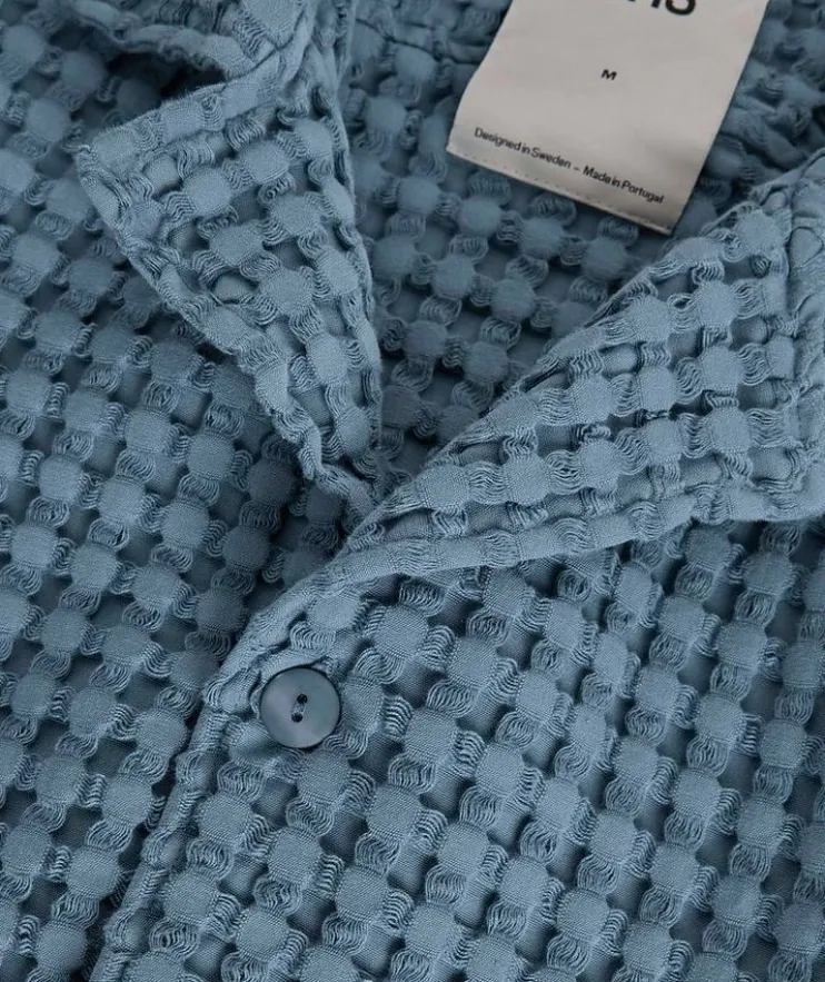Waffle Terry Cotton Camp Shirt