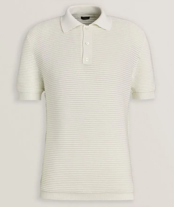 Waffle-Knit Silk-Cotton Polo