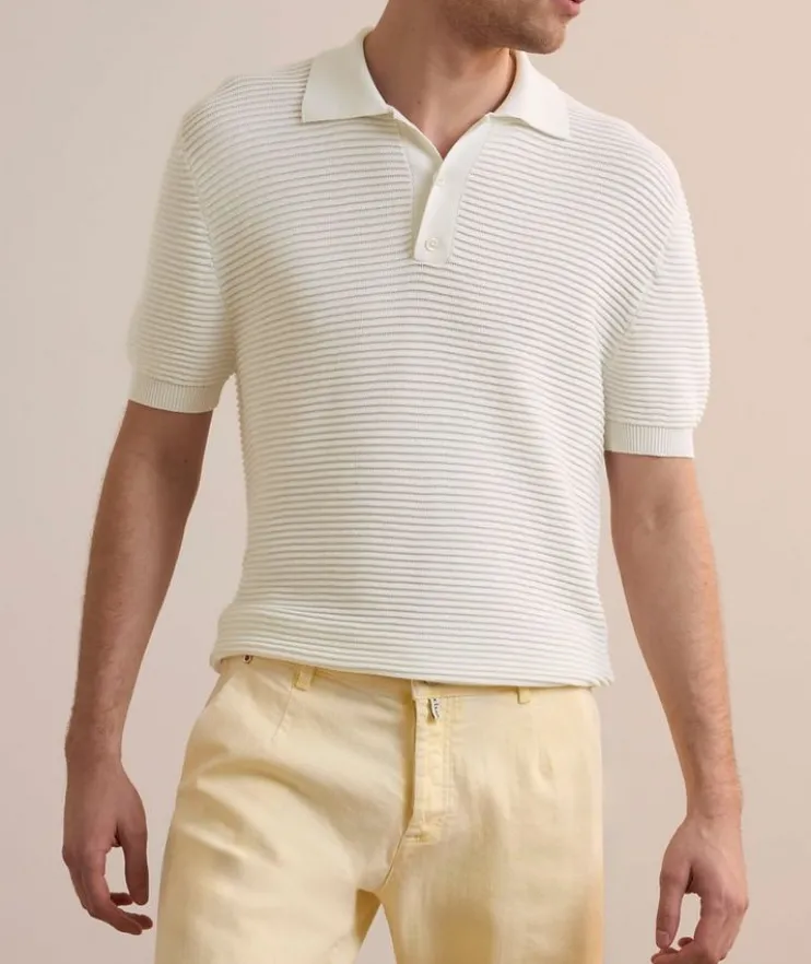 Waffle-Knit Silk-Cotton Polo