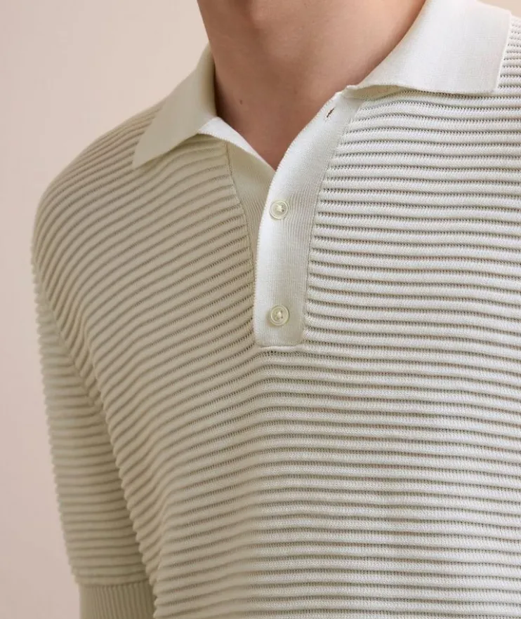 Waffle-Knit Silk-Cotton Polo