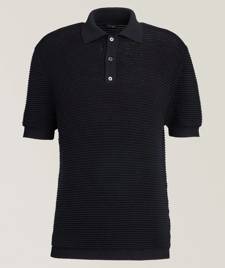 Waffle-Knit Silk-Cotton Polo