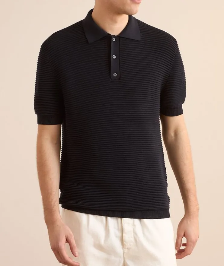 Waffle-Knit Silk-Cotton Polo