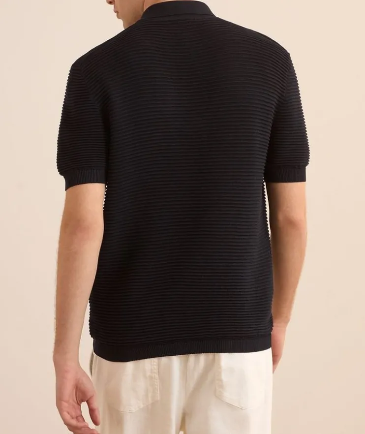 Waffle-Knit Silk-Cotton Polo