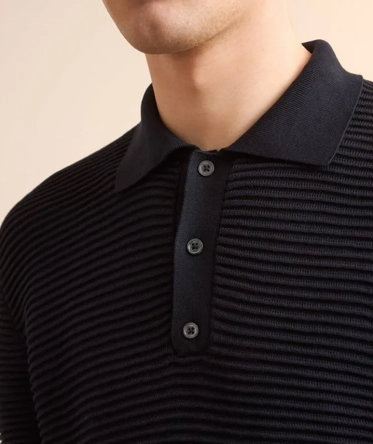 Waffle-Knit Silk-Cotton Polo