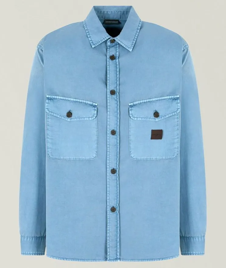 Washed Cotton Twill Denim Shirt