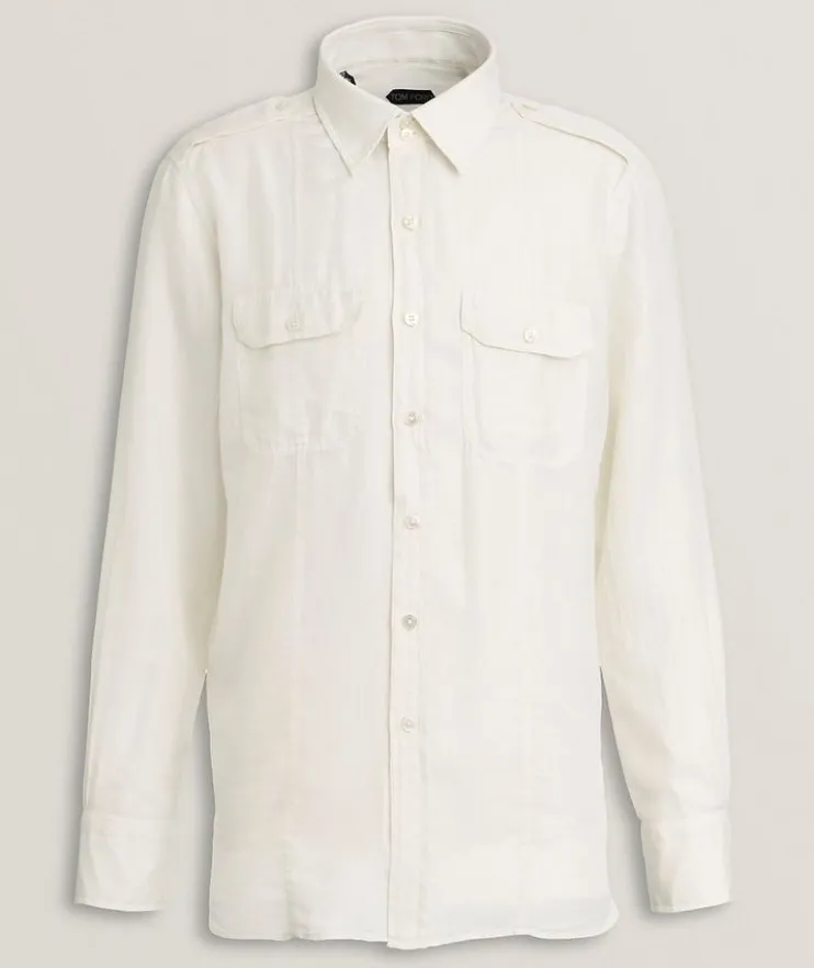 Washed Cotton-Silk Twill Military Shirt