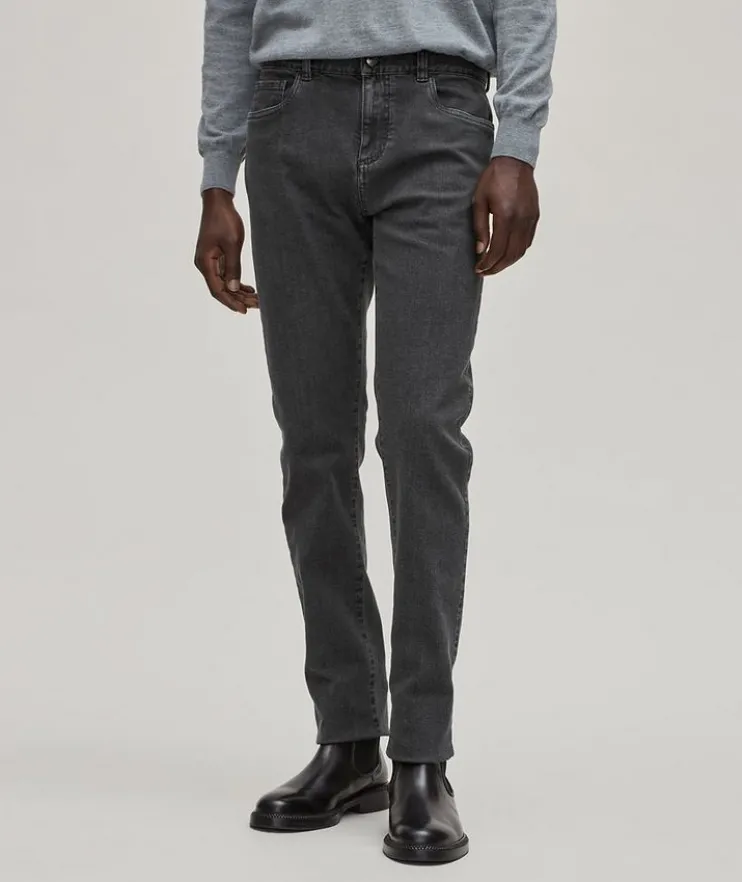Washed Stretch-Cotton Jeans