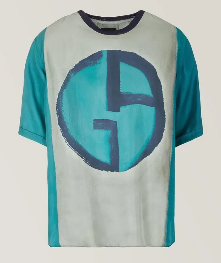 Watercolour Effect Mulberry Silk Jersey T-Shirt