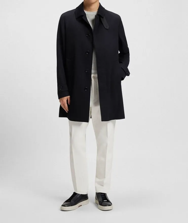 Water-Repellent Wool Coat