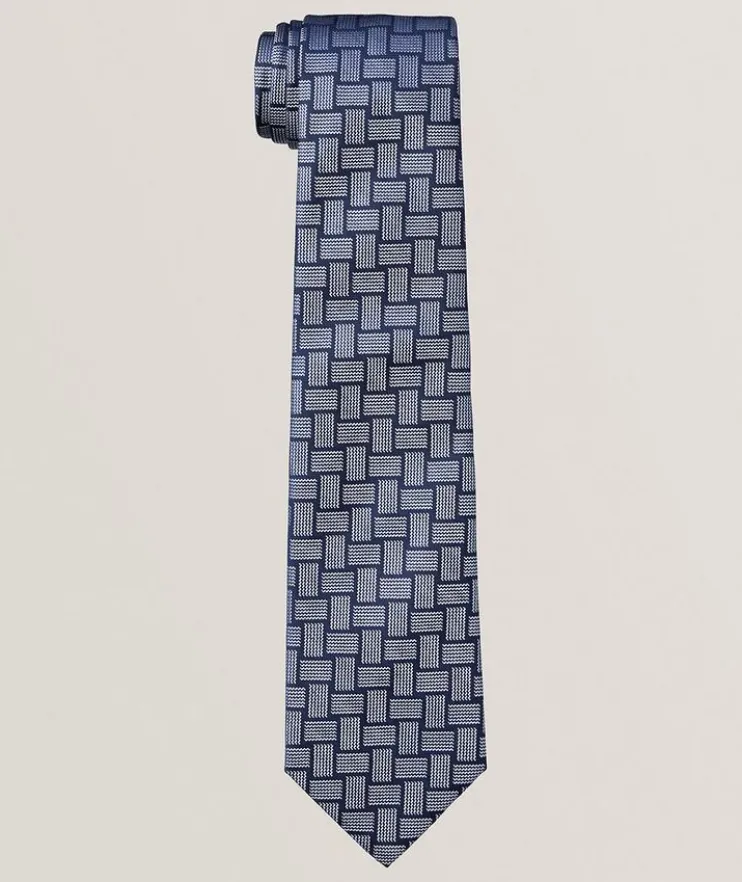 Wavy Rectangle Jacquard Silk Tie