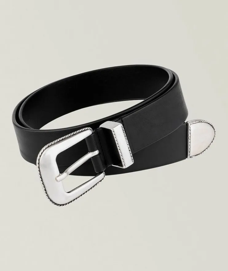 Western Buckle Leather Belt