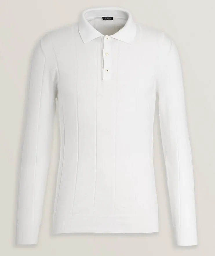 Wide Rib-Knit Cotton Polo