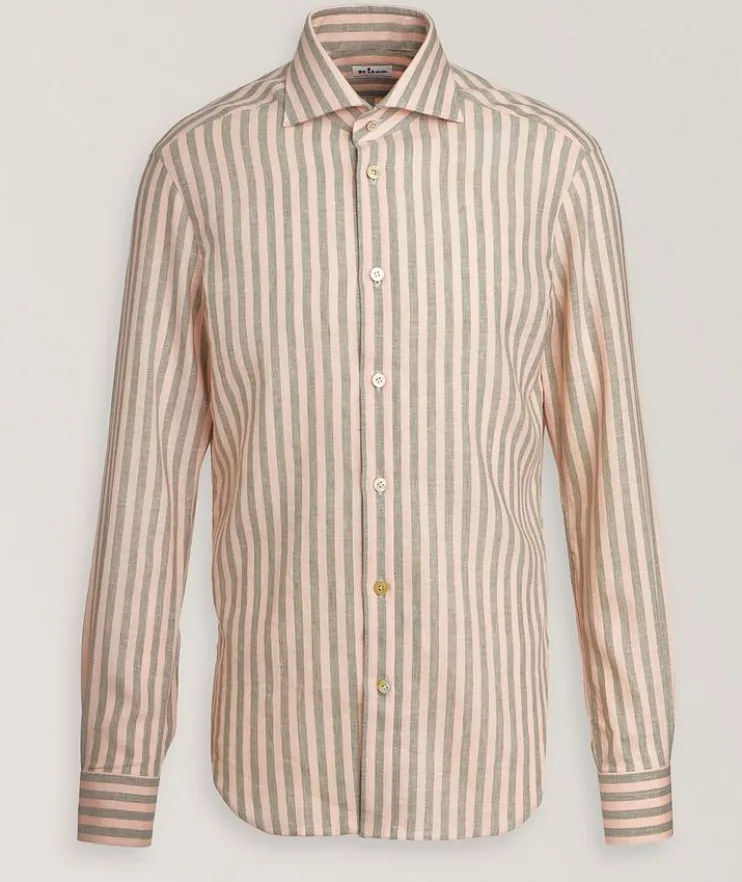 Wide Stripe Stretch-Linen Shirt