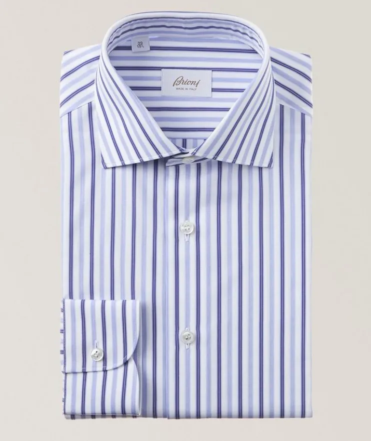 William Stripe Cotton Twill Dress Shirt
