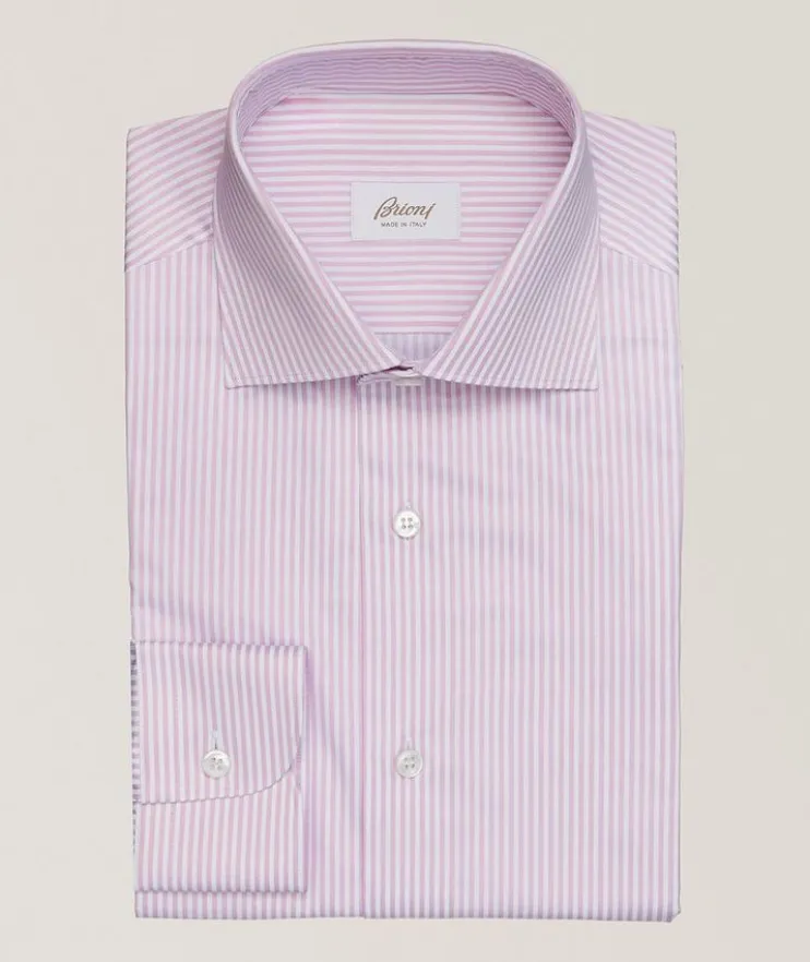 William Stripe Cotton Twill Dress Shirt