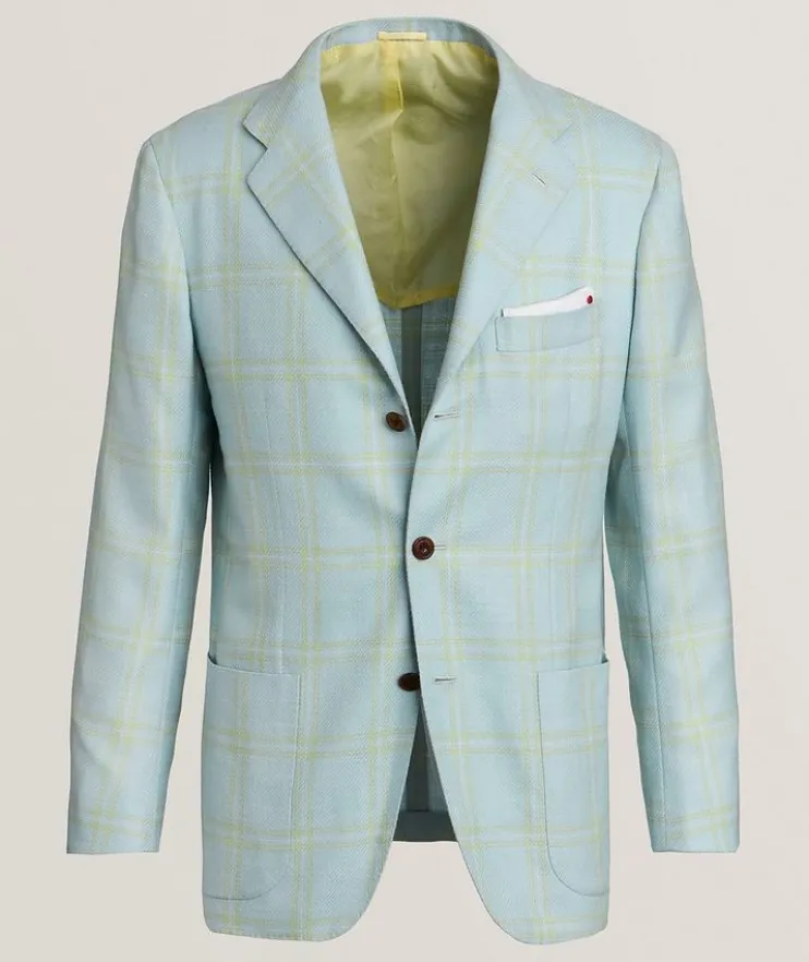 Windowpane Cashmere-Blend Sport Jacket
