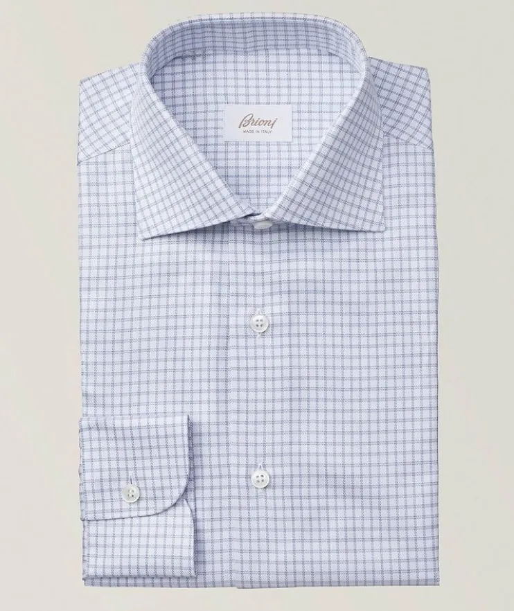 Windowpane Check Cotton Dress Shirt