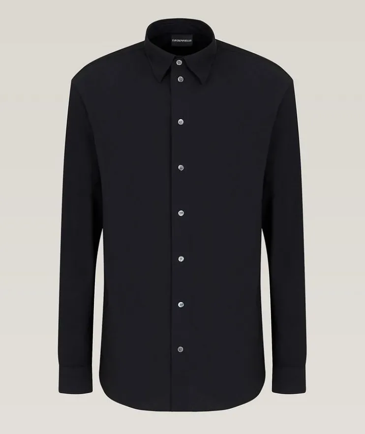 Windowpane Jacquard Cotton Shirt