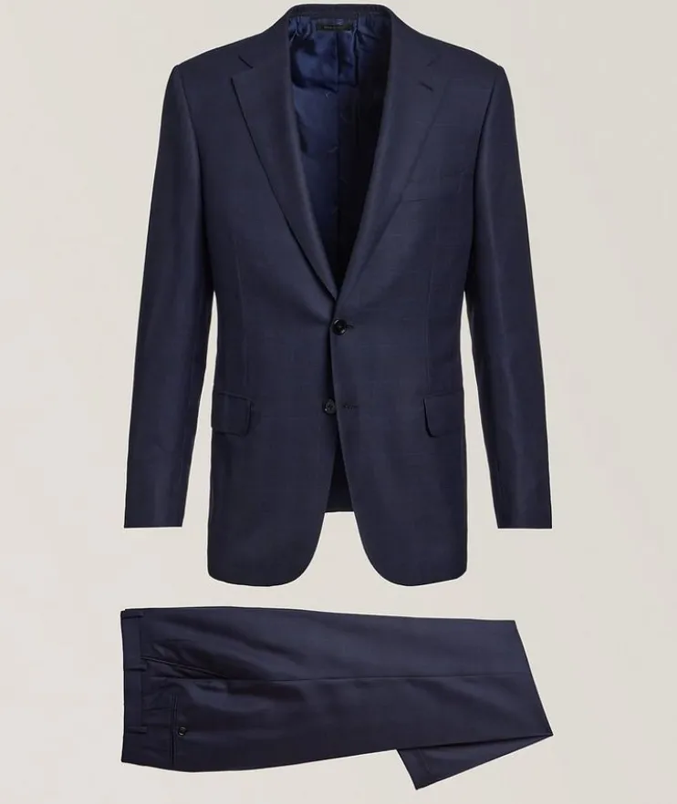 Windowpane Wool-Silk Suit