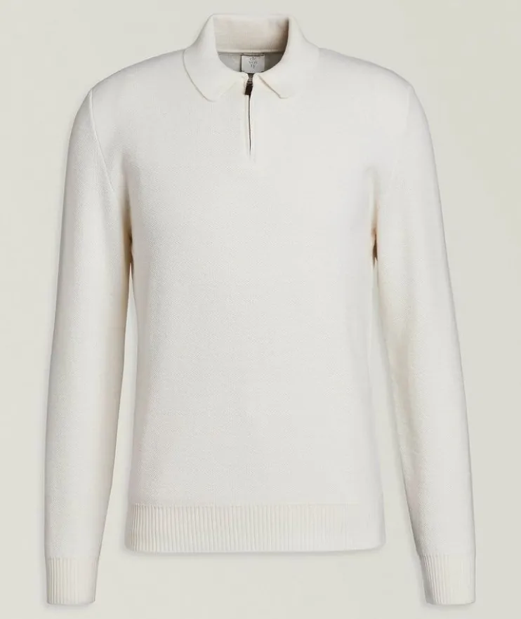 Wool Knit Quarter-Zip Polo