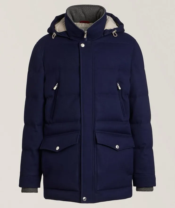 Wool-Blend Padded Down Jacket