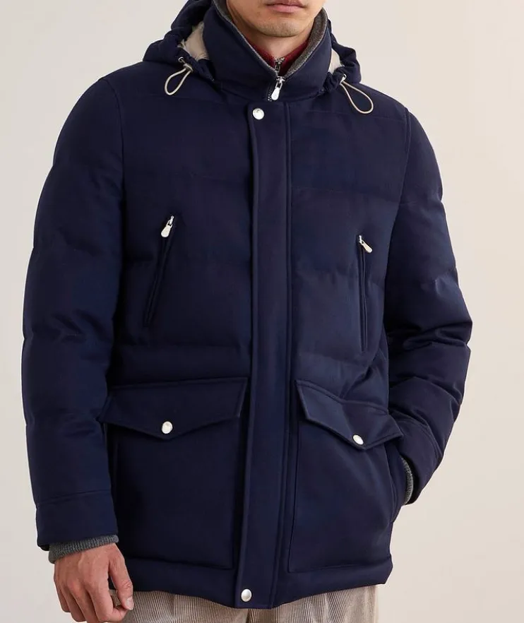 Wool-Blend Padded Down Jacket