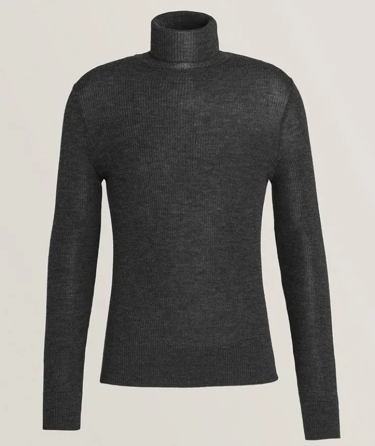 Wool-Blend Ribbed Turtleneck