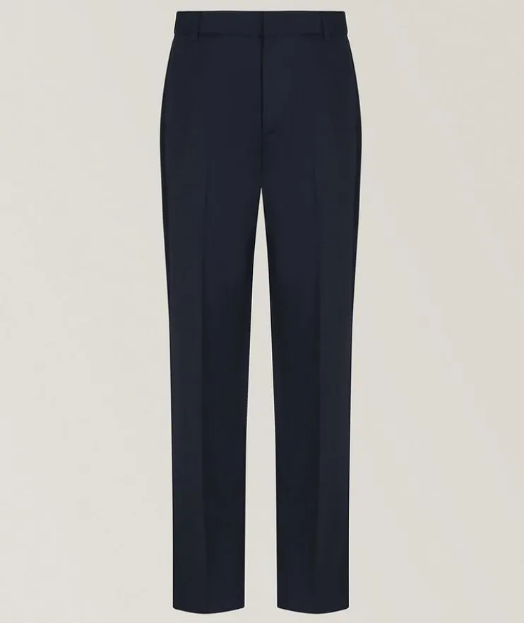 Wool-Blend Twill Flat Front Dress Pants