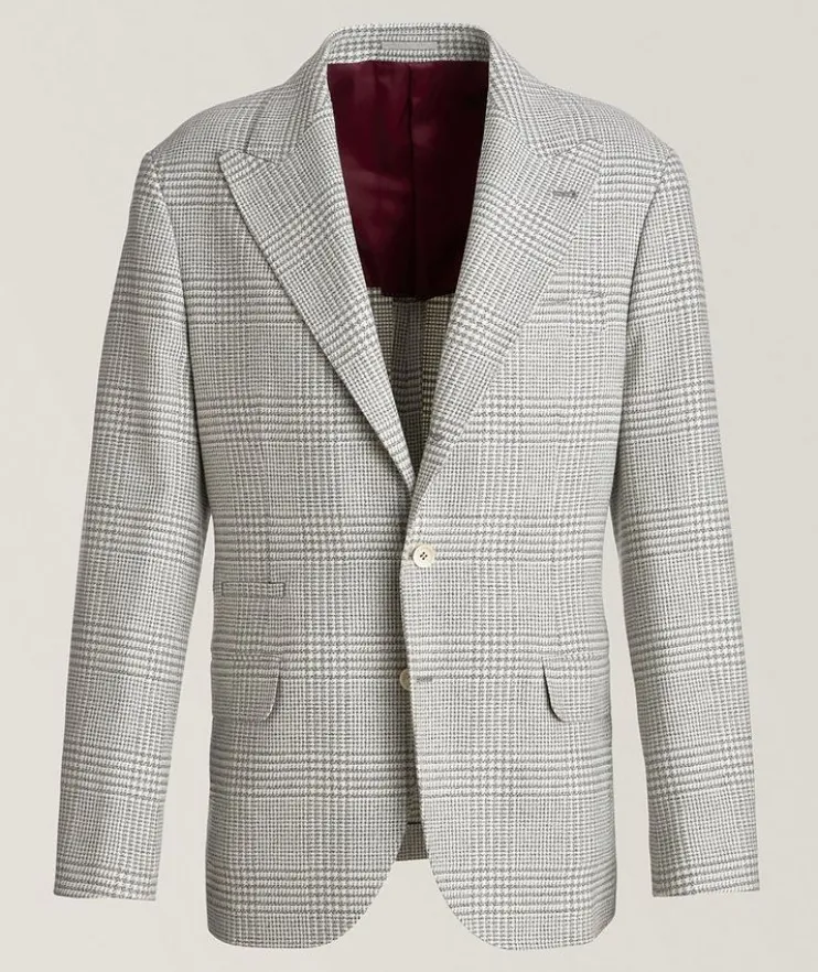 Wool-Cashmere Blend Prince of Wales Check Sport Jacket