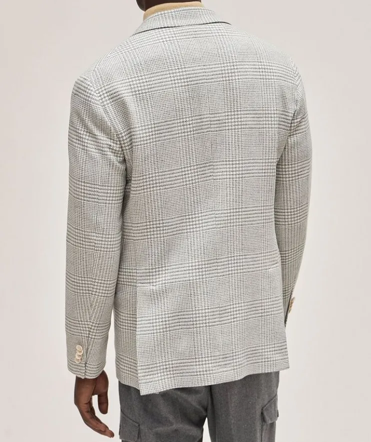 Wool-Cashmere Blend Prince of Wales Check Sport Jacket