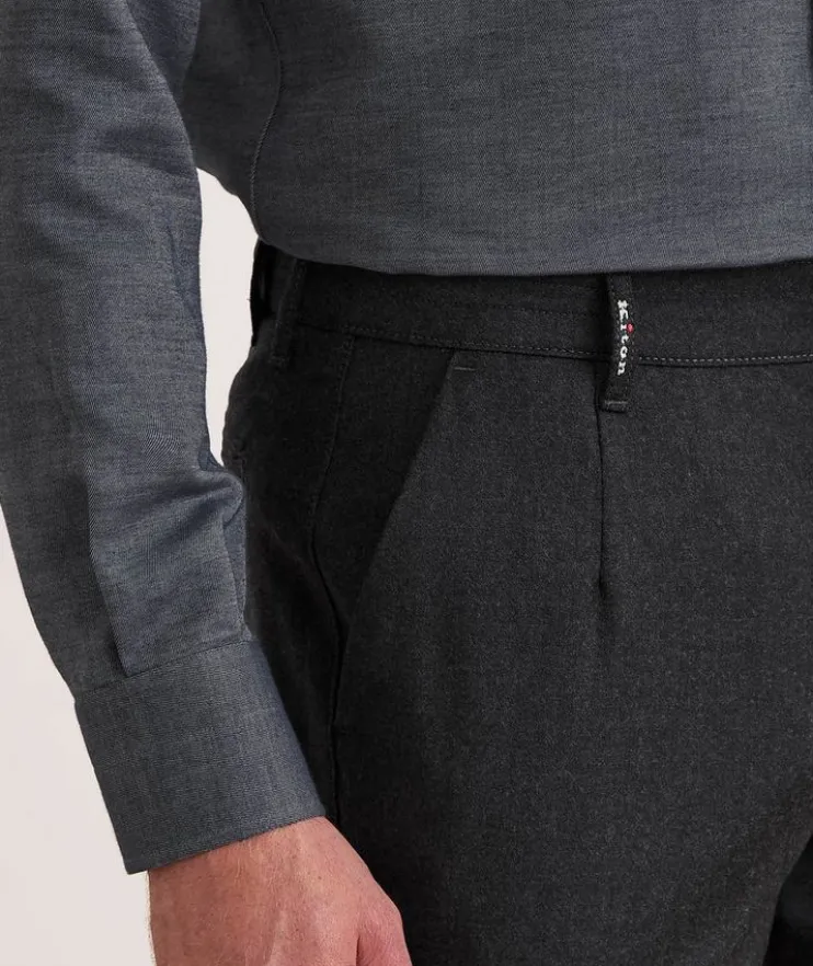 Wool-Cashmere Dart Flat Front Pants