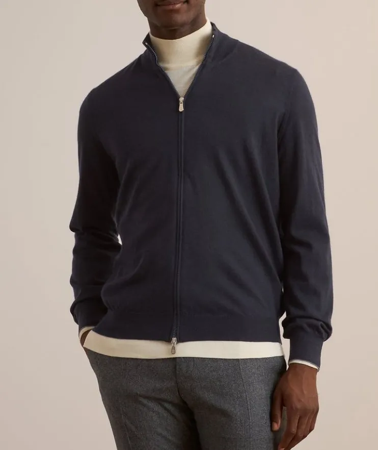 Wool-Cashmere Full-Zip Sweater
