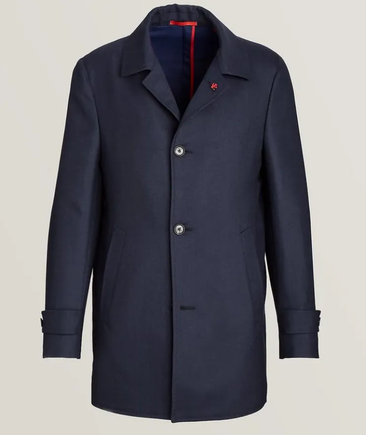 Wool-Cashmere Twill Walking Coat