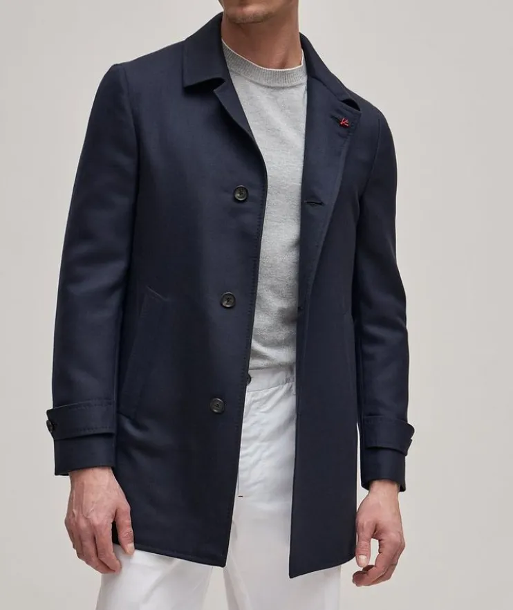 Wool-Cashmere Twill Walking Coat